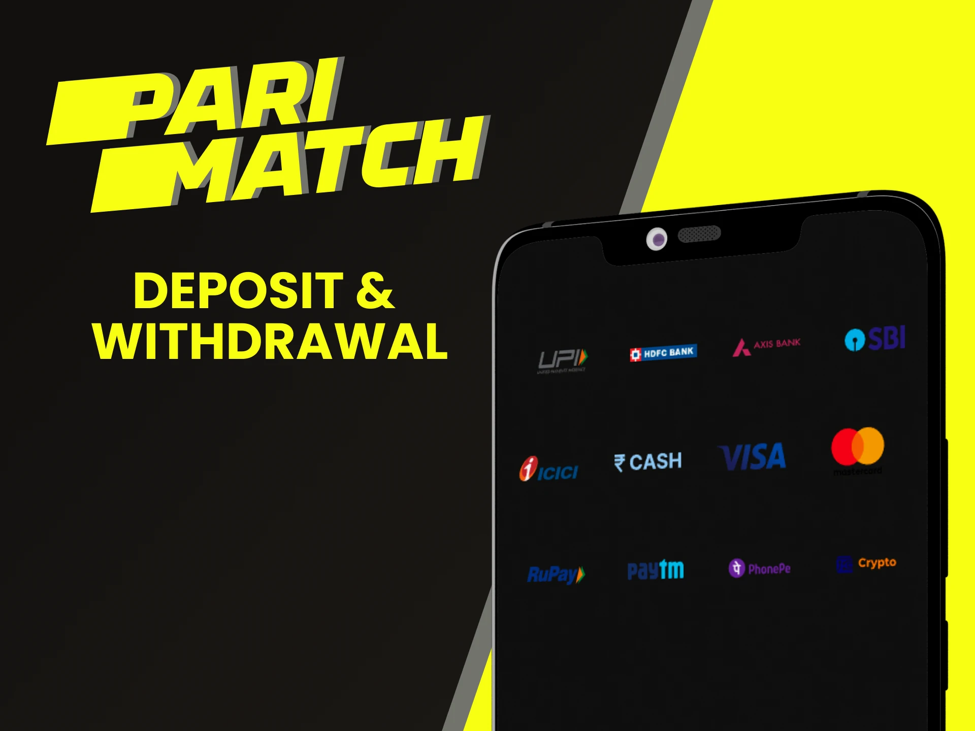Withdraw and top up your deposit in the Parimatch app.