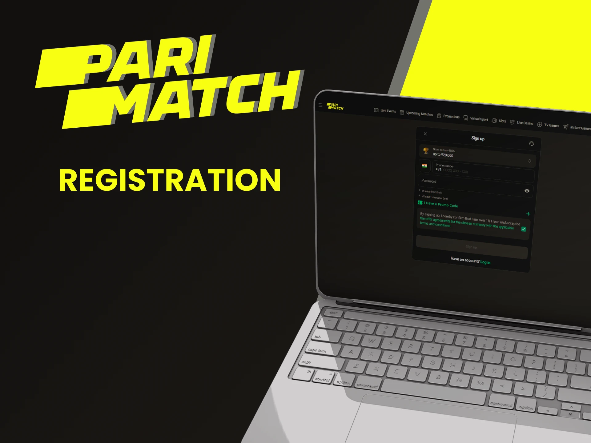 To bet on sports, you must go through the registration process on Parimatch.