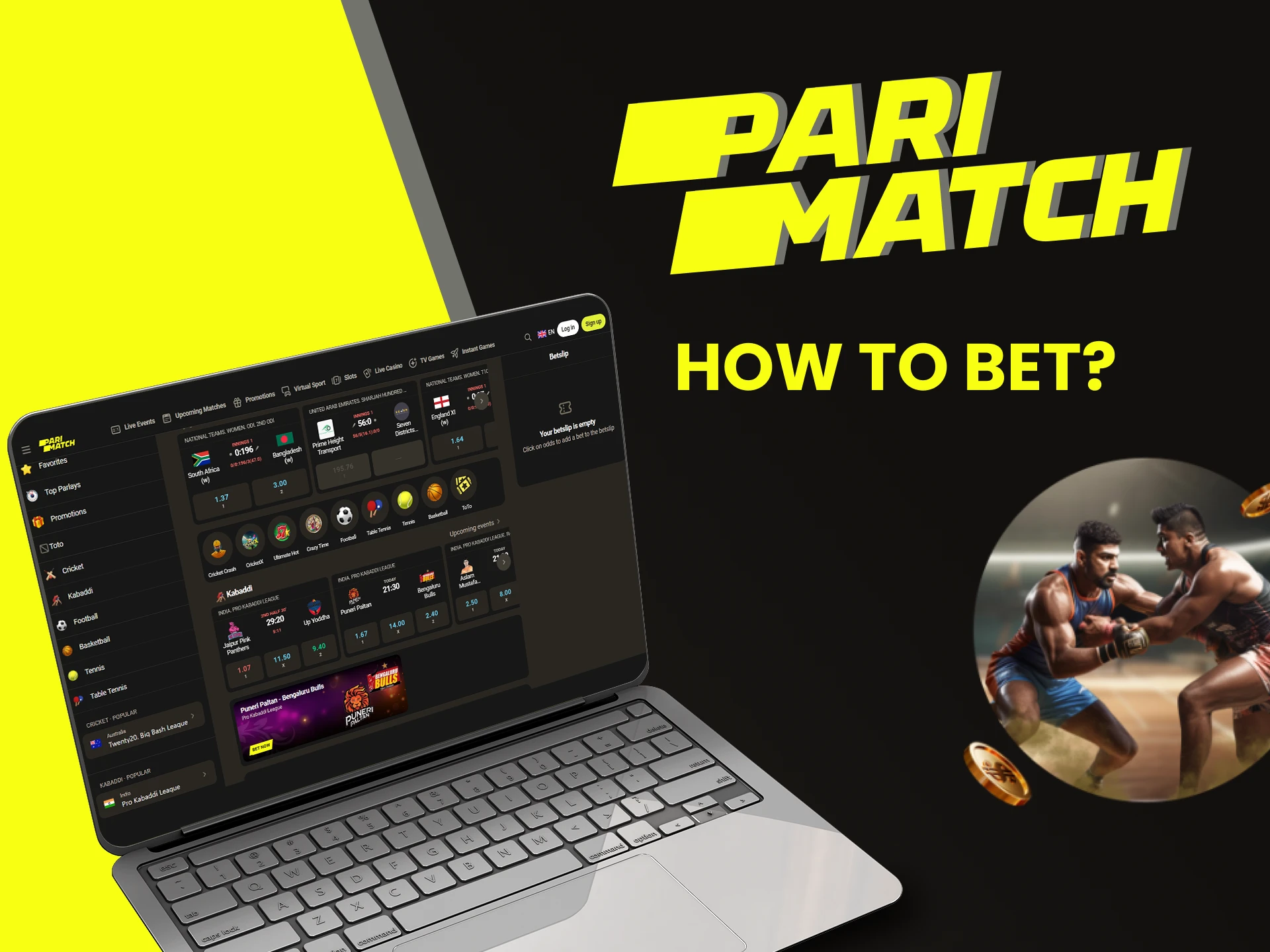 Go to the sports section for betting on Parimatch.