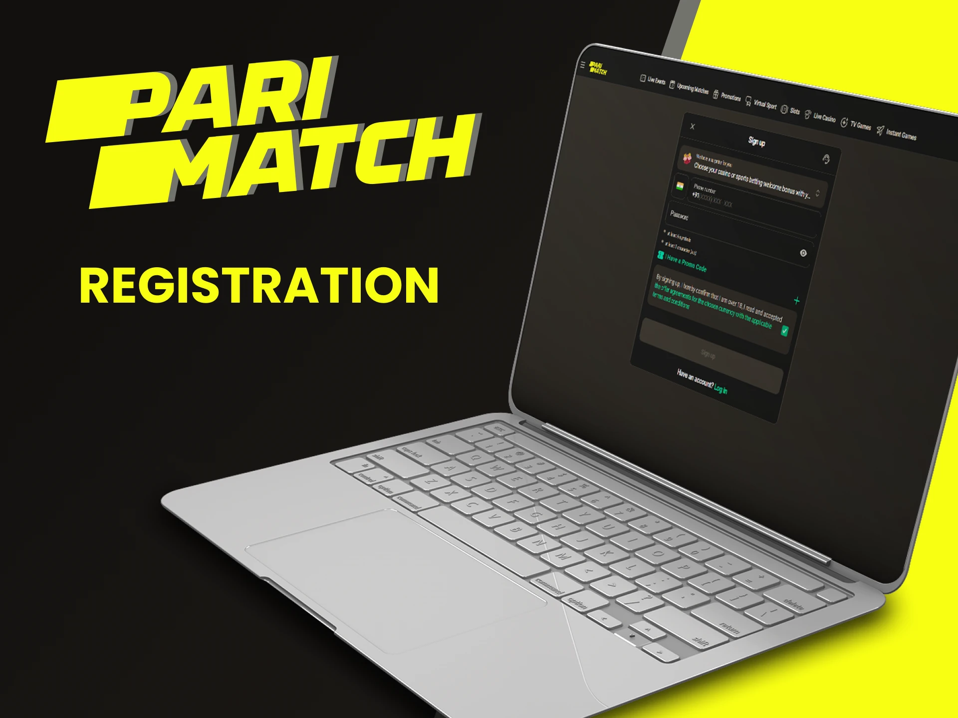 Register on the Parimatch website.